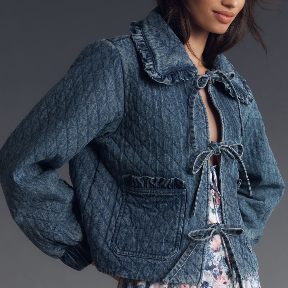 Anthropologie Denim Quilted Jean Jacket